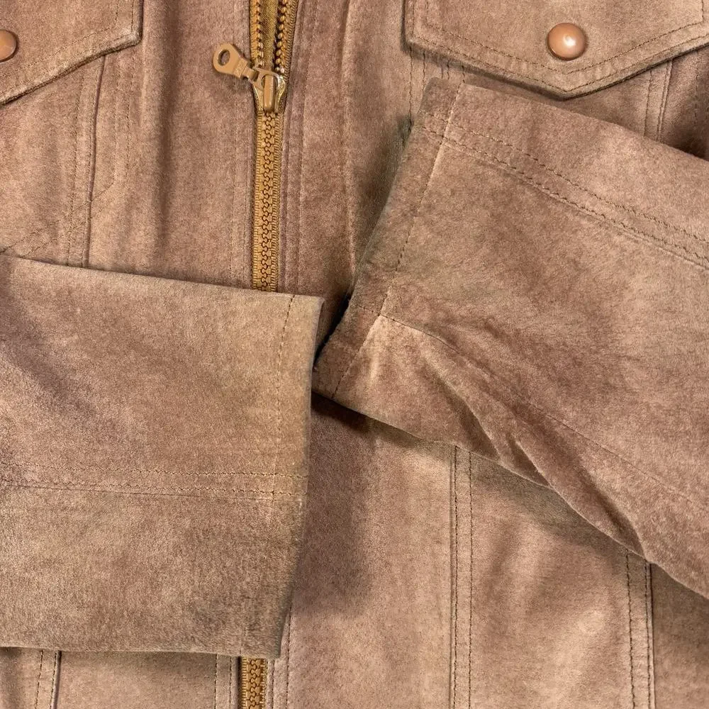Express Bleus Vintage 90's Mauve Brown Suede Trucker's Jacket